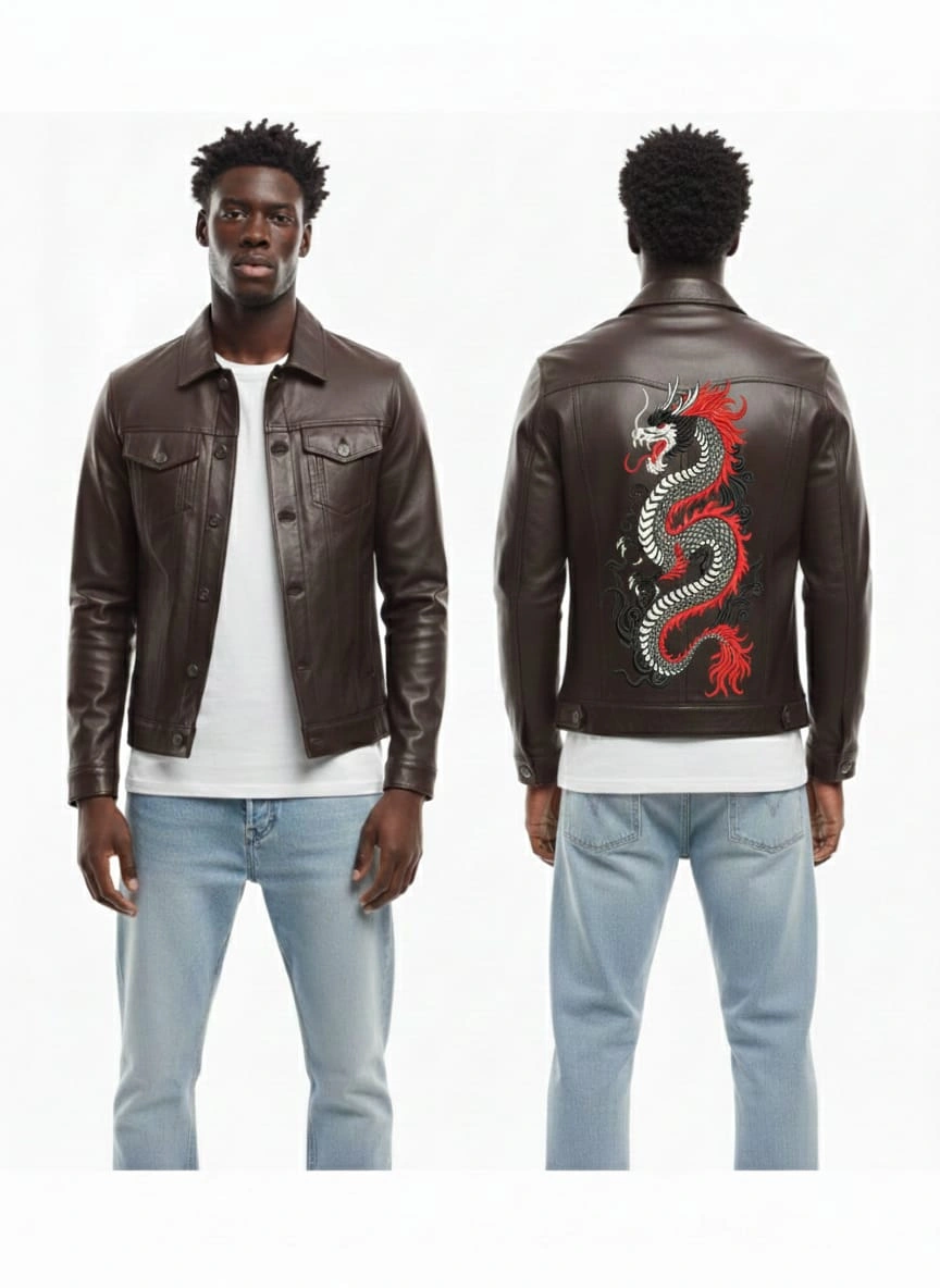 Men's Leather Trucker Jacket | Custom Tailored Artisan Outerwear - Image 2