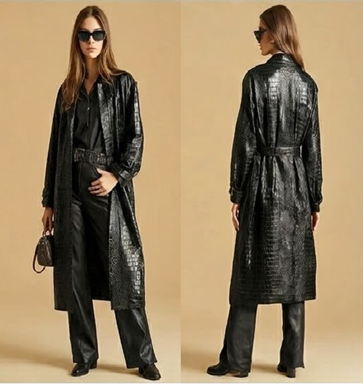 Ladies Bespoke Leather Trench Coat | Custom Tailored Artisan Outerwear