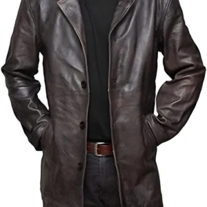 Men's Distressed vintage Leather Trench Coat | Custom Tailored Artisan Outerwear