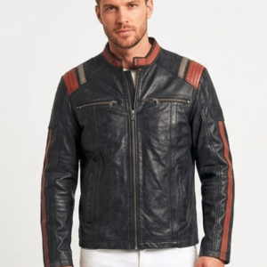 Men’s Grey Cafe Racer Leather Jacket