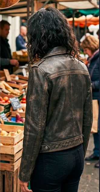 Leather Moto Vintage Jacket Style Asymmetrical Zip Coat-Handmade Slim Fit jacket - Image 3