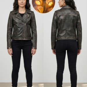 Leather Moto Vintage Jacket Style Asymmetrical Zip Coat-Handmade Slim Fit jacket