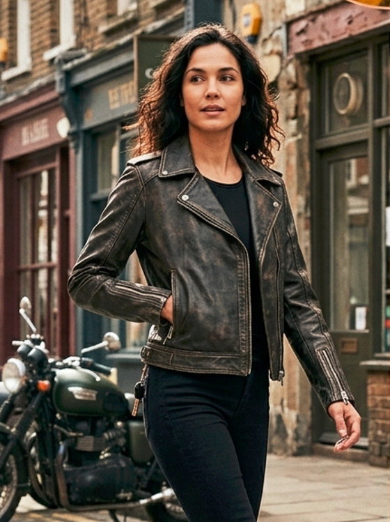 Leather Moto Vintage Jacket Style Asymmetrical Zip Coat-Handmade Slim Fit jacket - Image 2